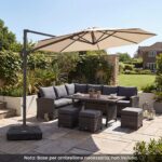 Costway Ombrellone da giardino 300 cm con 15 stecche base tetto ventilato manovella e pedale, Ombrellone girevole e inclinabile Beige - immagine 10