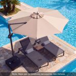 Costway Ombrellone da giardino 300 cm con 15 stecche base tetto ventilato manovella e pedale, Ombrellone girevole e inclinabile Beige - immagine 11