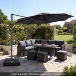 Costway Ombrellone da giardino 300 cm con 15 stecche base tetto ventilato manovella e pedale, Ombrellone girevole e inclinabile Grigio - immagine 10