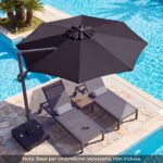 Costway Ombrellone da giardino 300 cm con 15 stecche base tetto ventilato manovella e pedale, Ombrellone girevole e inclinabile Grigio - immagine 11