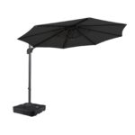Costway Ombrellone da giardino 300 cm con 15 stecche base tetto ventilato manovella e pedale, Ombrellone girevole e inclinabile Grigio - immagine 2