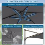 Costway Ombrellone da giardino 300 cm con manovella base a croce e sacco di sabbi, Ombrellone decentrato da esterno rotazione a 360° Grigio - immagine 7