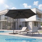 Costway Ombrellone da giardino 300 cm con manovella base a croce e sacco di sabbi, Ombrellone decentrato da esterno rotazione a 360° Grigio - immagine 12