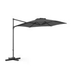 Costway Ombrellone da giardino 300 cm con manovella base a croce e sacco di sabbi, Ombrellone decentrato da esterno rotazione a 360° Grigio - immagine 5