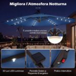 Costway Ombrellone da giardino a manovella da 3 m da esterno con 8 stecche, Base a croce e sacco di sabbi per giardino terrazzo Blu scuro - immagine 10