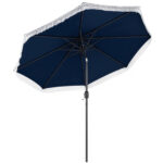 Costway Ombrellone da giardino con 8 costole palo in metallo manovella e parte superiore ventilata, Ombrellone da esterno inclinabile 30° Blu - immagine 2