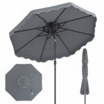 Costway Ombrellone da giardino con 8 costole palo in metallo, Ombrellone da esterno inclinabile 30° 3 x 2,6 m Grigio