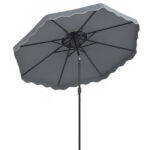 Costway Ombrellone da giardino con 8 costole palo in metallo, Ombrellone da esterno inclinabile 30° 3 x 2,6 m Grigio - immagine 2