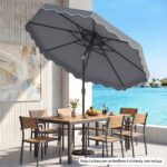 Costway Ombrellone da giardino con 8 costole palo in metallo, Ombrellone da esterno inclinabile 30° 3 x 2,6 m Grigio - immagine 10