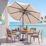 Costway Ombrellone da giardino con 8 costole palo in metallo parte superiore ventilata e manovella, Ombrellone da esterno inclinabile 30° Beige - immagine 10