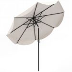 Costway Ombrellone da giardino con 8 costole palo in metallo parte superiore ventilata e manovella, Ombrellone da esterno inclinabile 30° Beige - immagine 2