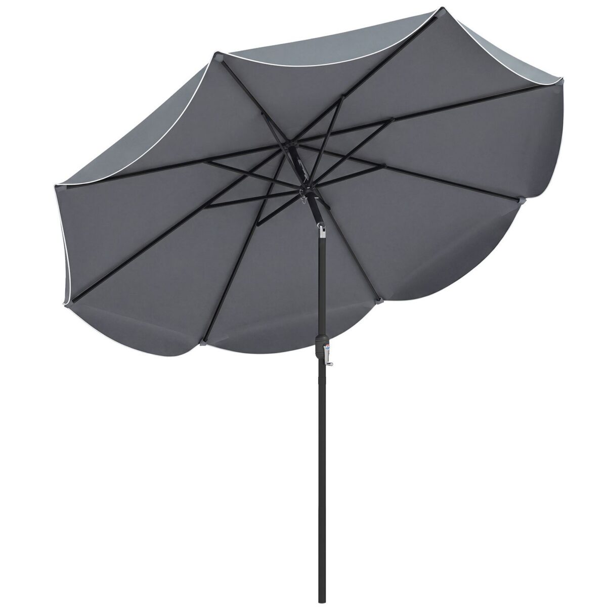 Costway Ombrellone da giardino con 8 costole palo in metallo parte superiore ventilata e manovella, Ombrellone da esterno inclinabile 30° Grigio - immagine 5