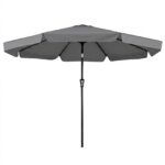 Costway Ombrellone da giardino con 8 costole palo in metallo parte superiore ventilata, Ombrellone da esterno inclinabile 30° Grigio - immagine 2