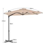 Costway Ombrellone da giardino con rotazione a 360° palo e costole in metallo base parte superiore ventilata, Ombrellone 3 x 3 m Beige - immagine 6