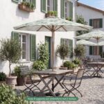 Costway Ombrellone da giardino da 270 cm con tettuccio di ventilazione e 8 stecche in legno, Parasole da esterno per cortile e balcone Verde - immagine 4