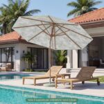 Costway Ombrellone da giardino da 270 cm con tettuccio di ventilazione e 8 stecche in legno, Parasole da esterno per cortile e balcone Verde - immagine 5