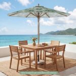 Costway Ombrellone da giardino da 270 cm con tettuccio di ventilazione e 8 stecche in legno, Parasole da esterno per cortile e balcone Verde - immagine 6