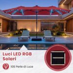Costway Ombrellone da giardino doppio 108 luci led solari 12 modalit&agrave; 3 prese d'aria manovella e base, Ombrellone da esterno con 12 stecche Bordeaux - immagine 9