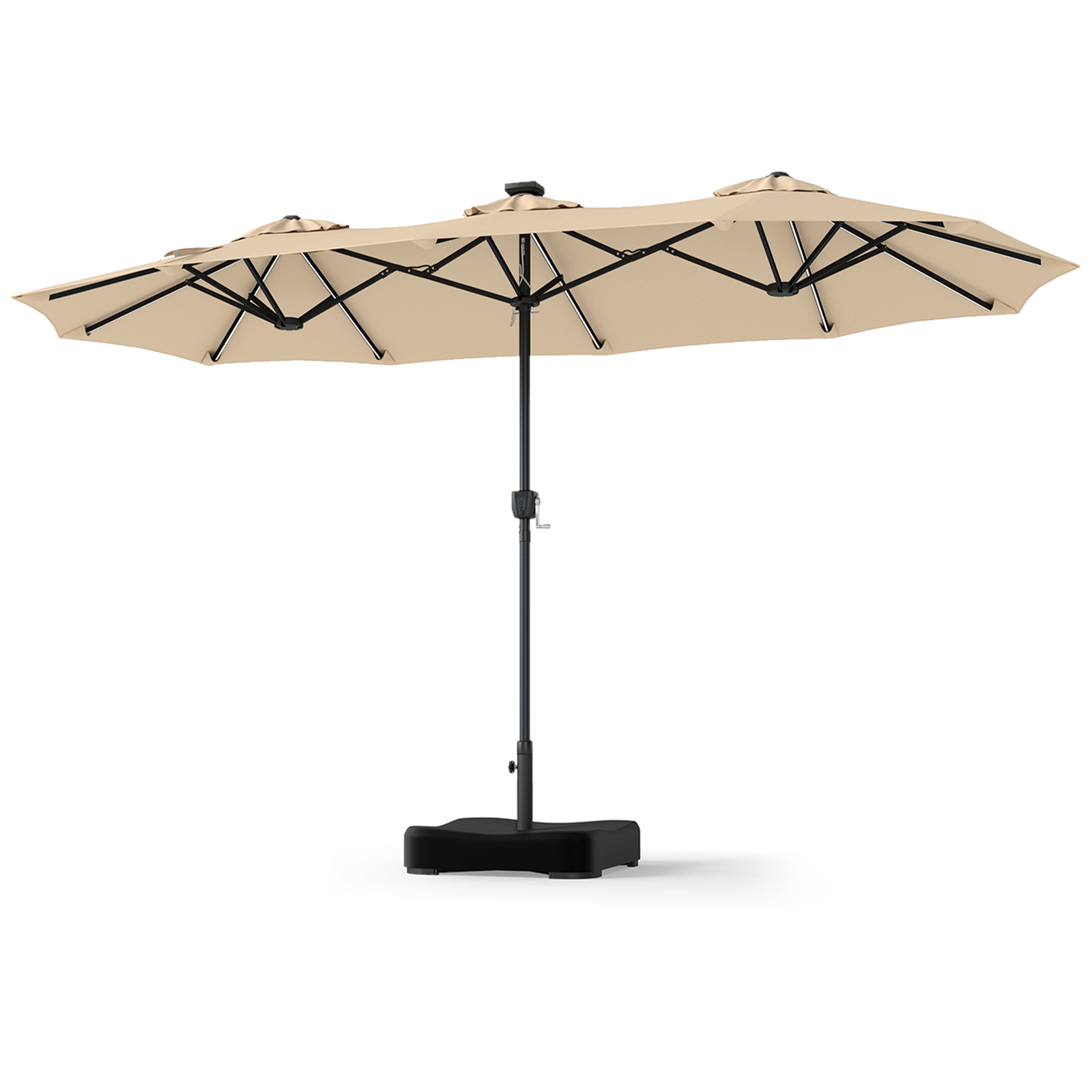 Ombrellone-da-giardino-doppio-108-luci-led-solari-12-modalit-3-prese-d-aria-manovella-e-base-mediaId105149866-1783070652.jpg Costway Ombrellone da giardino doppio 108 luci led solari 12 modalità 3 prese d'aria manovella e base, Ombrellone da esterno con 12 stecche Beige - immagine 1