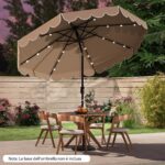 Costway Ombrellone da mercato pesante per giardino piscina terrazza spiaggia prato, Ombrellone da patio solare marrone - immagine 9
