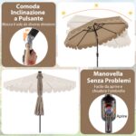 Costway Ombrellone da mercato pesante per giardino piscina terrazza spiaggia prato, Ombrellone da patio solare marrone - immagine 8