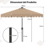 Costway Ombrellone da mercato pesante per giardino piscina terrazza spiaggia prato, Ombrellone da patio solare marrone - immagine 4