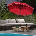 Costway Ombrellone da mercato pesante per giardino piscina terrazza spiaggia prato, Ombrellone da patio solare rosso bordeaux - immagine 3