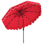 Costway Ombrellone da mercato pesante per giardino piscina terrazza spiaggia prato, Ombrellone da patio solare rosso bordeaux
