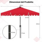 Costway Ombrellone da mercato pesante per giardino piscina terrazza spiaggia prato, Ombrellone da patio solare rosso bordeaux - immagine 4