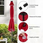 Costway Ombrellone da mercato pesante per giardino piscina terrazza spiaggia prato, Ombrellone da patio solare rosso bordeaux - immagine 7
