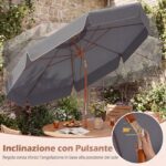 Ombrellone Costway da patio 300 cm grigio inclinabile - immagine 7