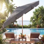 Ombrellone Costway da patio 300 cm grigio inclinabile - immagine 4