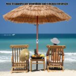 Costway Ombrellone di paglia PP da giardino e ombrellone portatile, Ombrellone tiki hawaiano 175cm e ombrellone da spiaggia 200cm - immagine 15