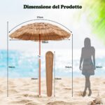 Costway Ombrellone di paglia PP da giardino e ombrellone portatile, Ombrellone tiki hawaiano 175cm e ombrellone da spiaggia 200cm - immagine 7