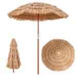 Costway Ombrellone di paglia PP da giardino e ombrellone portatile, Ombrellone tiki hawaiano 175cm e ombrellone da spiaggia 200cm - immagine 4