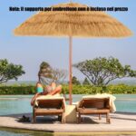 Costway Ombrellone di paglia PP da giardino e ombrellone portatile, Ombrellone tiki hawaiano 175cm e ombrellone da spiaggia 200cm - immagine 14
