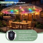 Costway Ombrellone di paglia con 12 stecche palo in metallo luci led e manovella, Ombrellone da giardino 450 x 270 cm Marrone - immagine 8