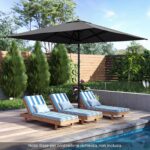 Costway Ombrellone quadrato 3x3 m con 8 stecche metalliche robuste asta smontabile, Ombrellone da esterno senza base tessuto poliestere Grigio - immagine 3