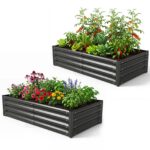 Costway Orto rialzato da esterno con fondo aperto, Letto da giardino in acciaio zincato resistente alle intemperie - immagine 5
