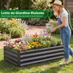 Costway Orto rialzato da esterno con fondo aperto, Letto da giardino in acciaio zincato resistente alle intemperie - immagine 10