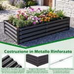 Costway Orto rialzato da esterno con fondo aperto, Letto da giardino in acciaio zincato resistente alle intemperie - immagine 7