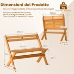 Costway Panca pieghevole da esterno in legno di acacia per 2 persone, Panca da giardino capacità 360 kg per veranda balcone cortile parco - immagine 6