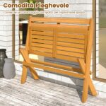 Costway Panca pieghevole da esterno in legno di acacia per 2 persone, Panca da giardino capacità 360 kg per veranda balcone cortile parco - immagine 7