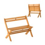 Costway Panca pieghevole da esterno in legno di acacia per 2 persone, Panca da giardino capacità 360 kg per veranda balcone cortile parco - immagine 5