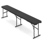 Costway Panca pieghevole in plastica 182 cm per interni ed esterni, Sedia da picnic portatile con piano HDPE Nero - immagine 6