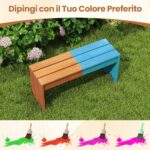 Costway Panchina da esterno con seduta a doghe in legno massello, Panca a 2 posti per ingresso giardino e gazebo - immagine 10