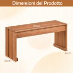 Costway Panchina da esterno con seduta a doghe in legno massello, Panca a 2 posti per ingresso giardino e gazebo - immagine 6