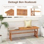 Costway Panchina da esterno in legno di acacia per 2-3 persone, Panchina senza schienale per patio giardino e veranda - immagine 7