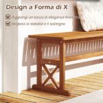 Costway Panchina da esterno in legno di acacia per 2-3 persone, Panchina senza schienale per patio giardino e veranda - immagine 8
