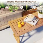 Costway Panchina da esterno in legno di acacia per 2-3 persone, Panchina senza schienale per patio giardino e veranda - immagine 9